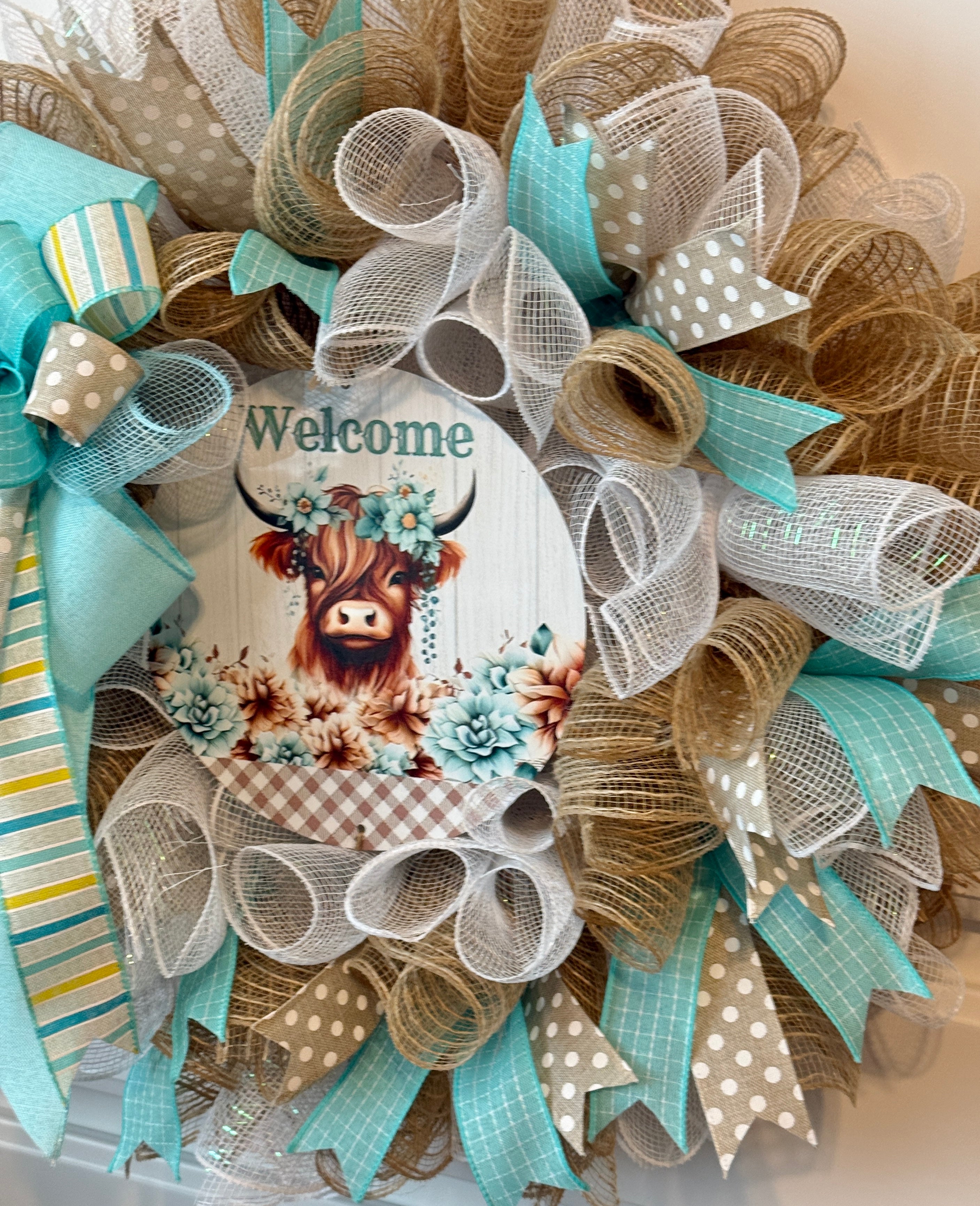 The Highland Cow Farmhouse Wreath