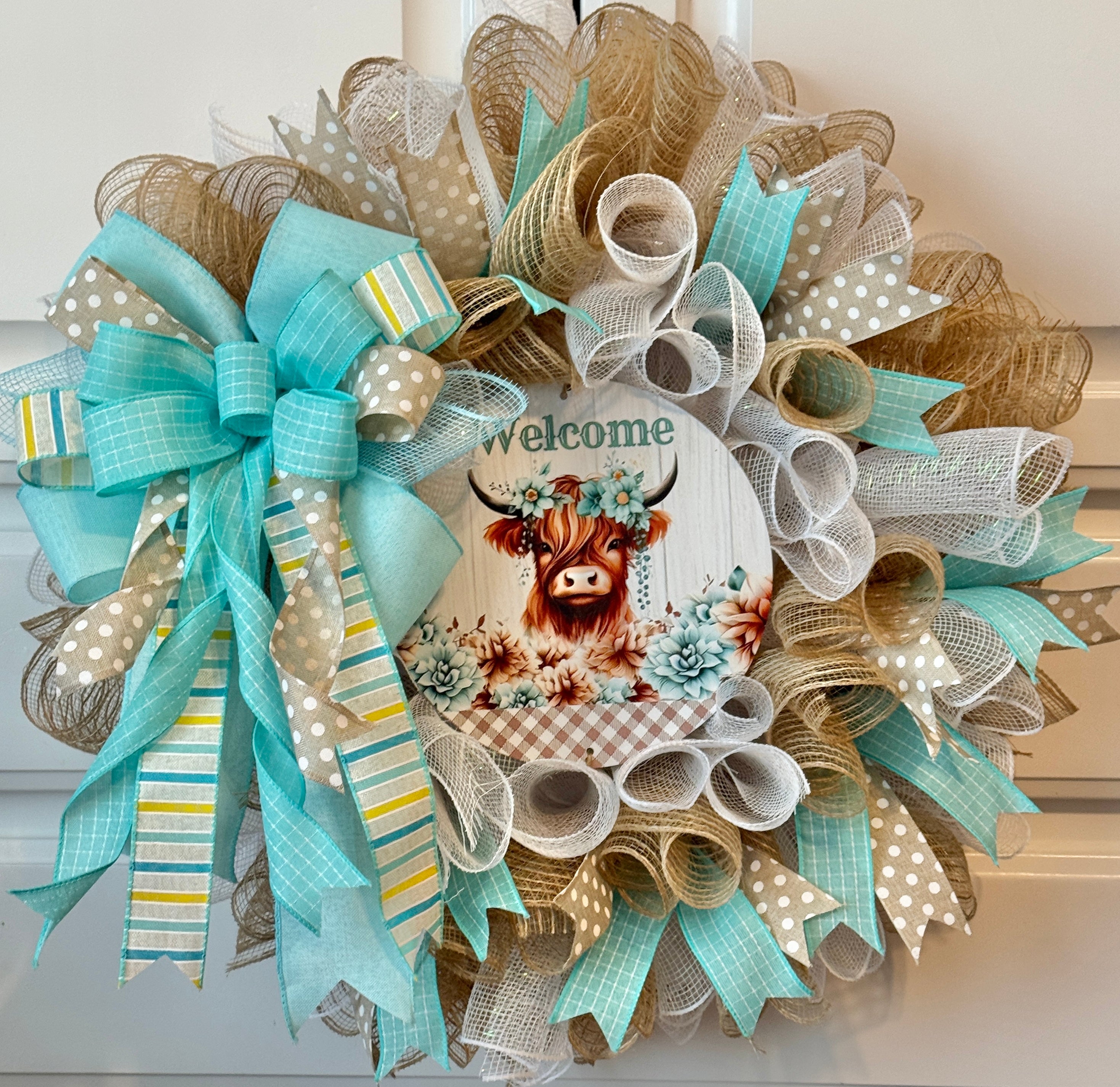 The Highland Cow Farmhouse Wreath