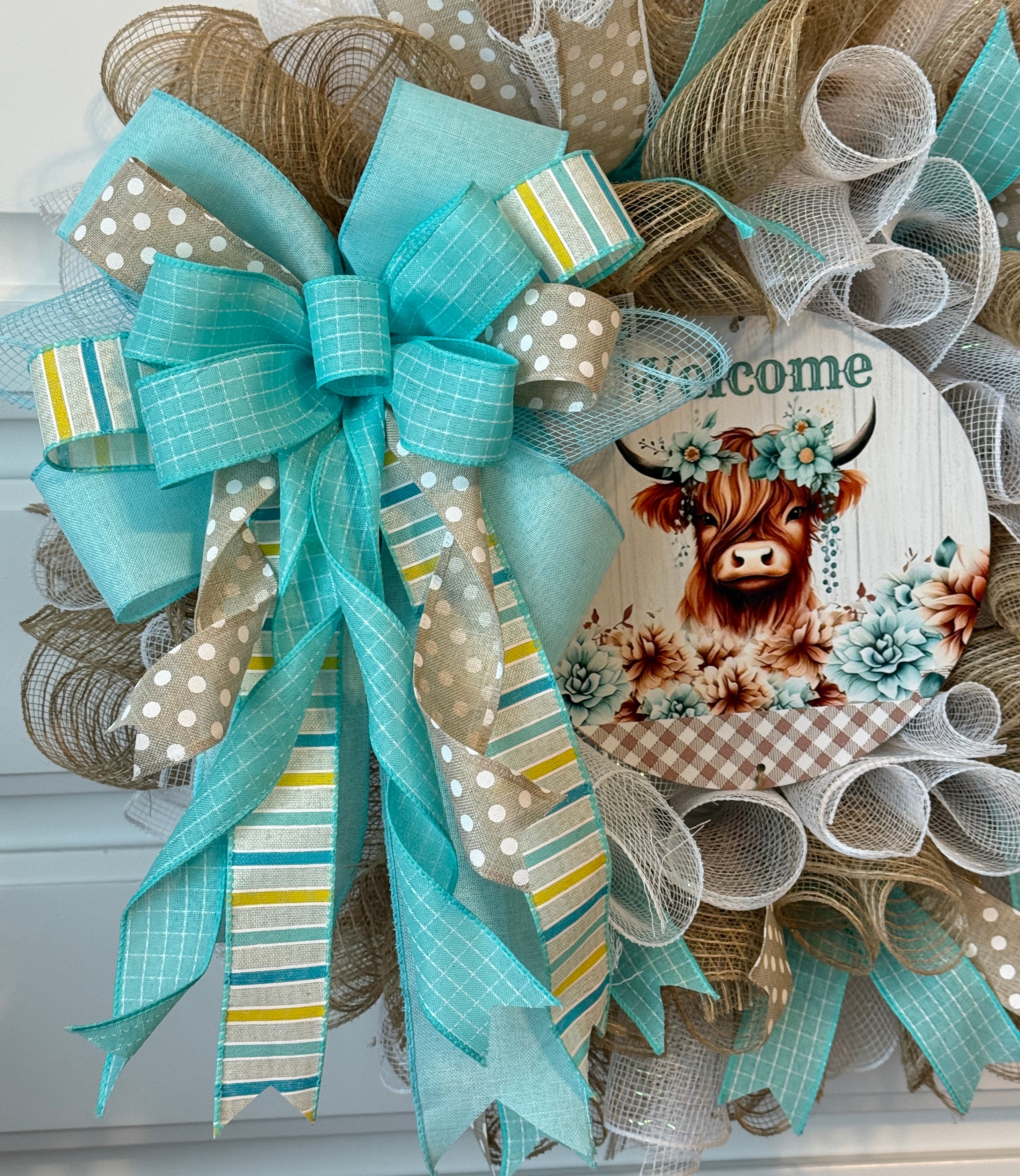 The Highland Cow Farmhouse Wreath
