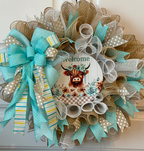 The Highland Cow Farmhouse Wreath