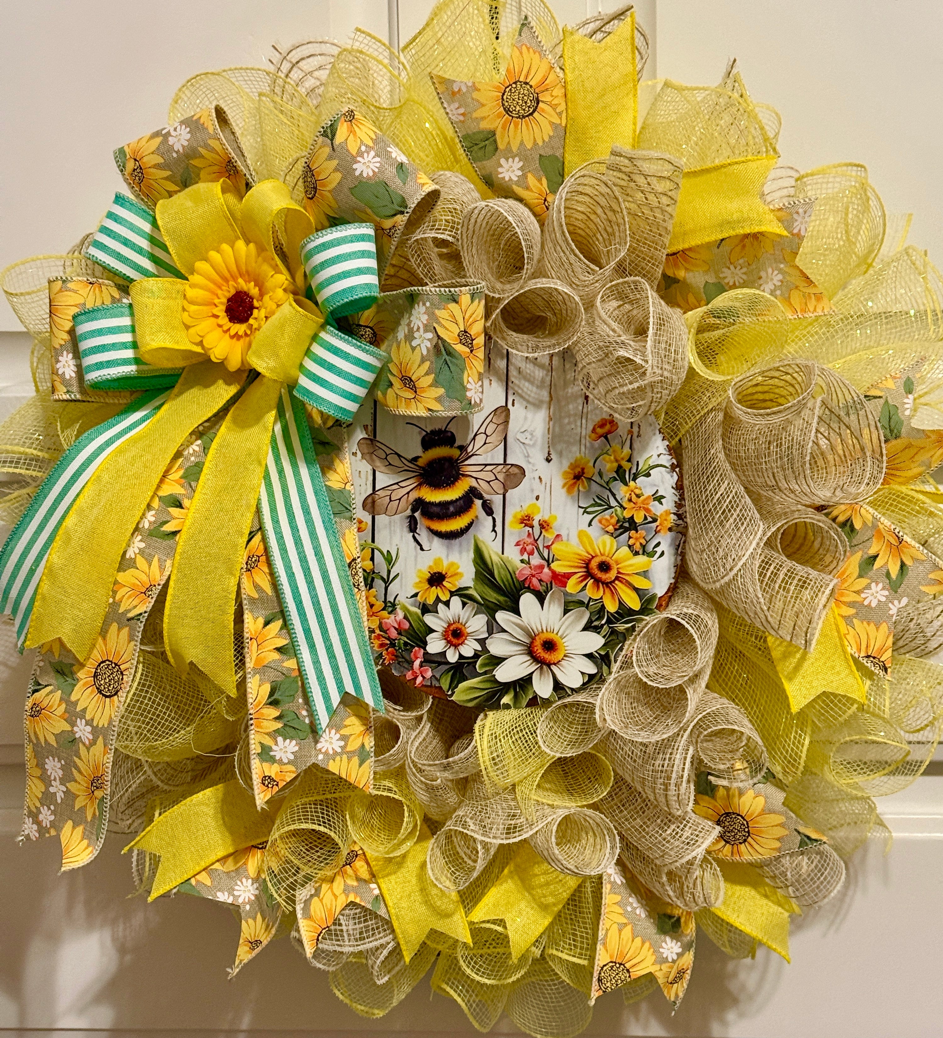 The Sunny Bumblebee Mesh Wreath
