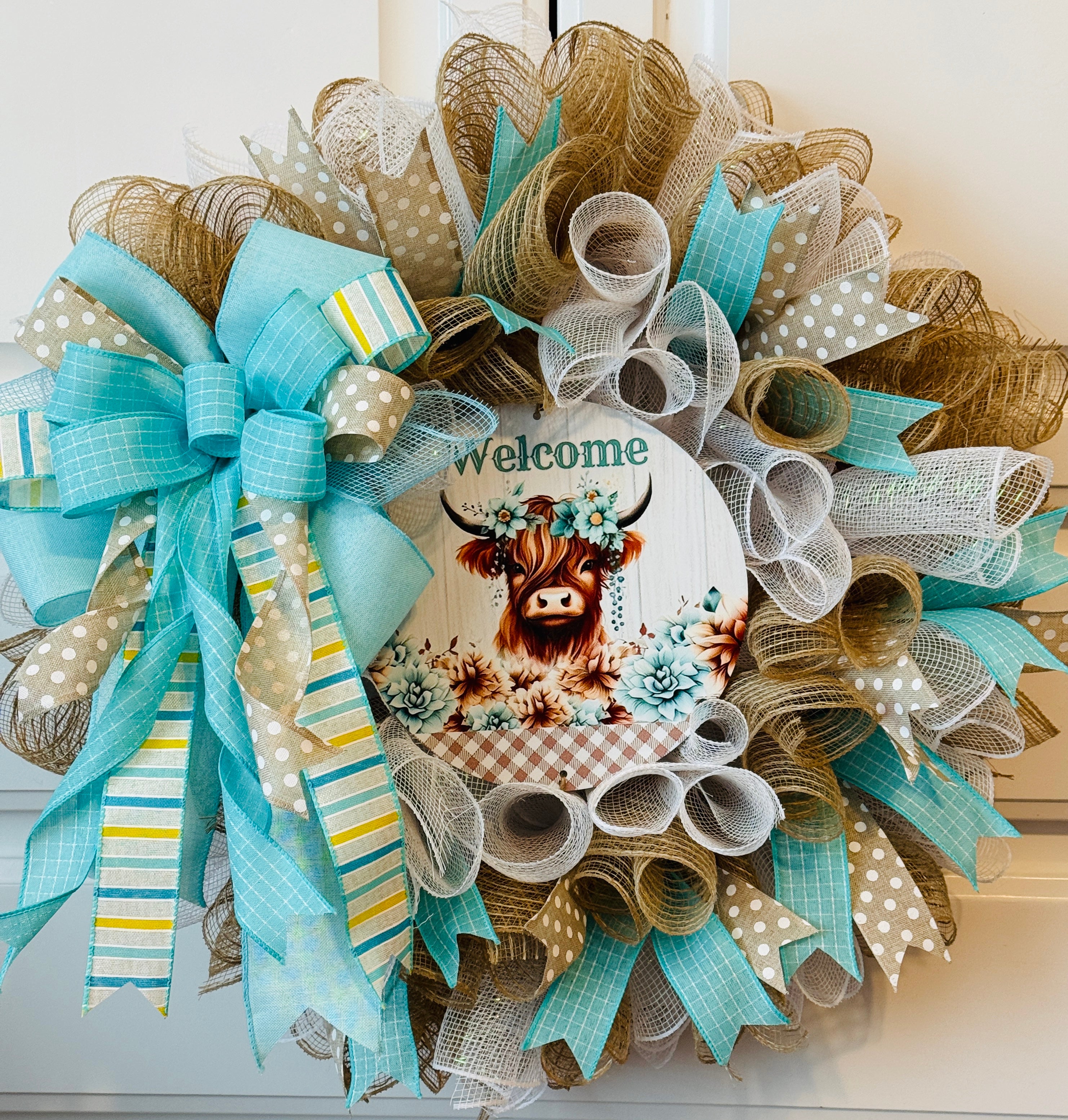 The Highland Cow Farmhouse Wreath